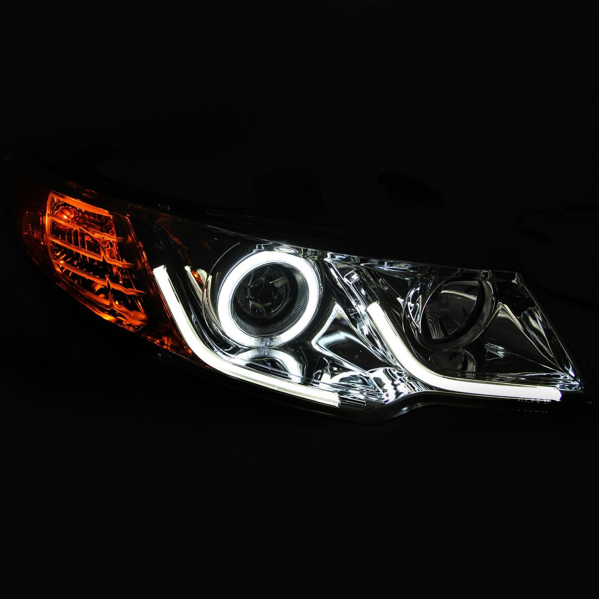 Chrome/Clear/Amber Halogen Projector Headlight AnzoUSA for Kia Forte