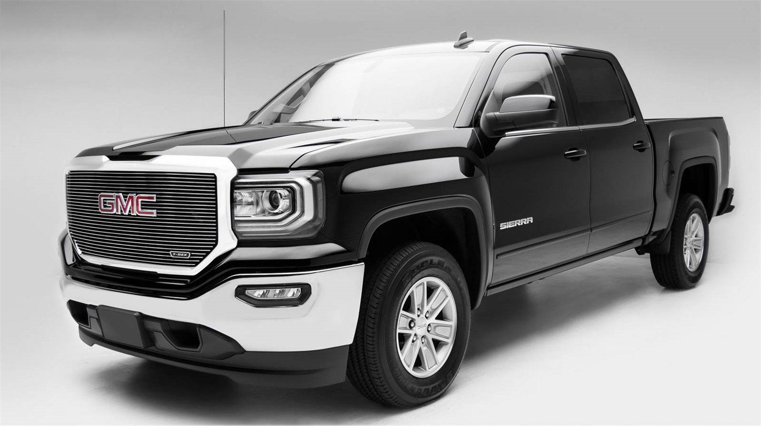 2016-2018 Sierra 1500 T-Rex Grilles Laser Billet Grille, Polished, 1 Pc, Insert, with Logo Cutout - PN #6202130