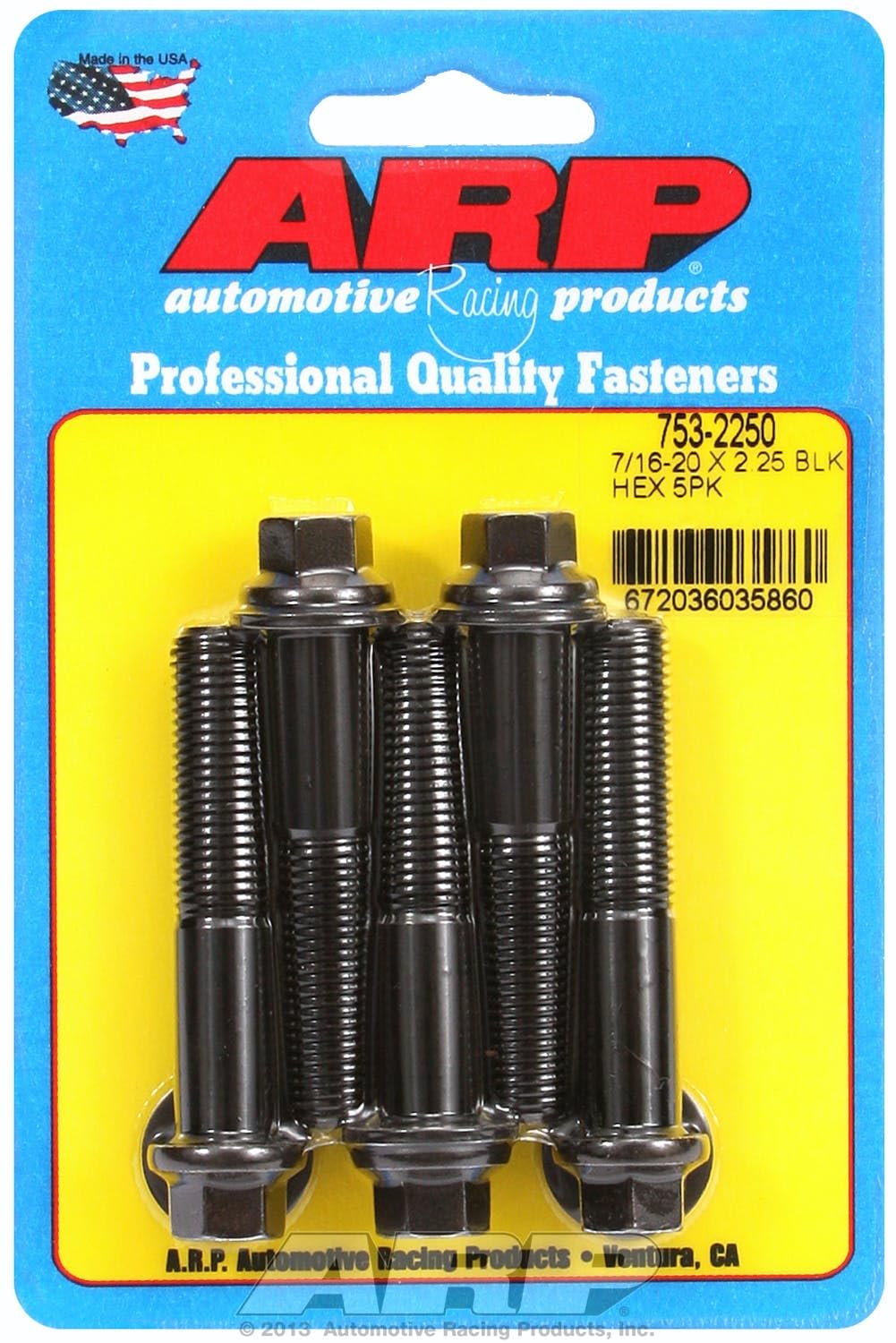 Hex Bolt ARP (753-2250), Black Oxide