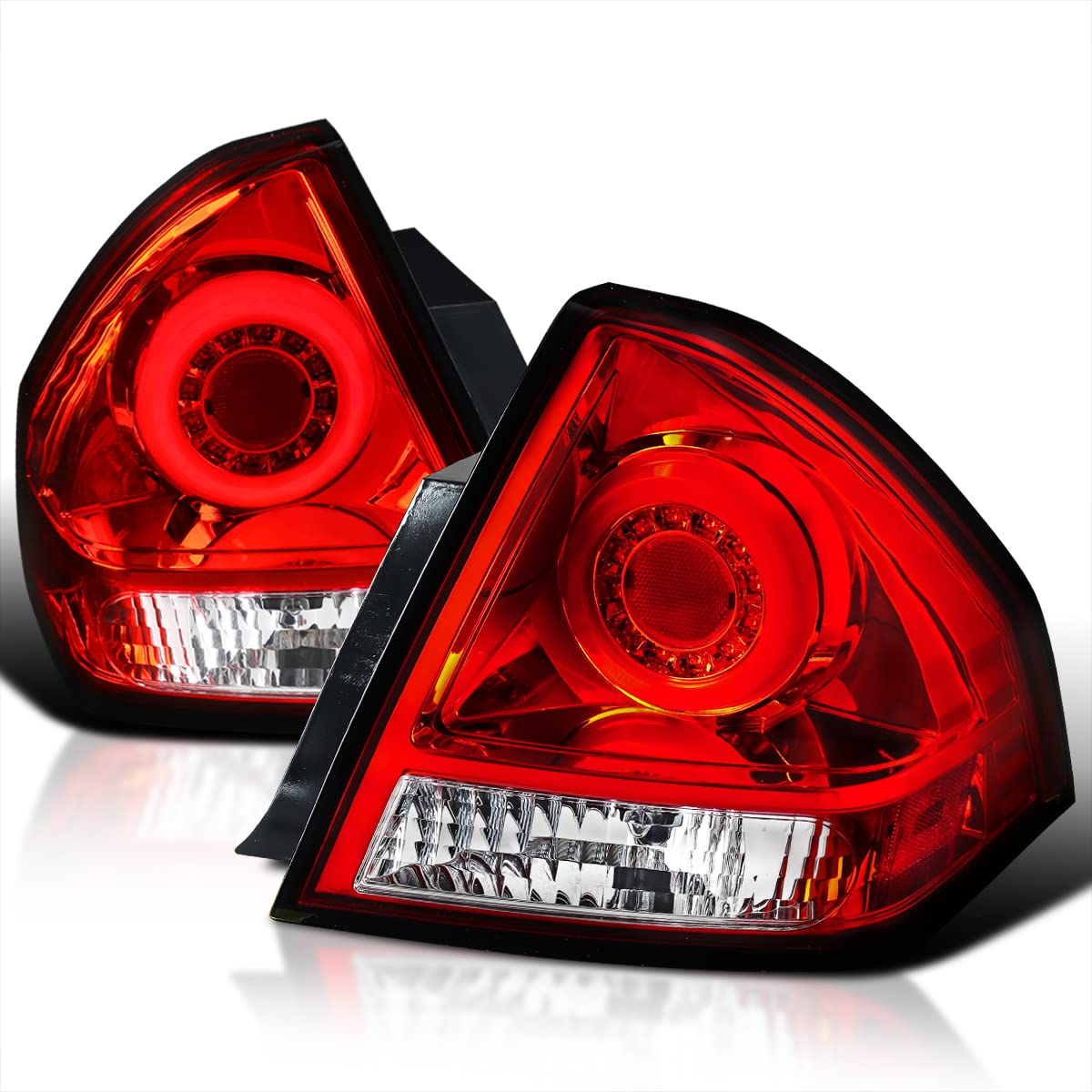 Spec-D Tuning LED Bar Tail Lights Red Lens Compatible with 2006-2013 Chevy Impala, 2014-2016 Chevy Impala Limited Left + Right Pair Assembly