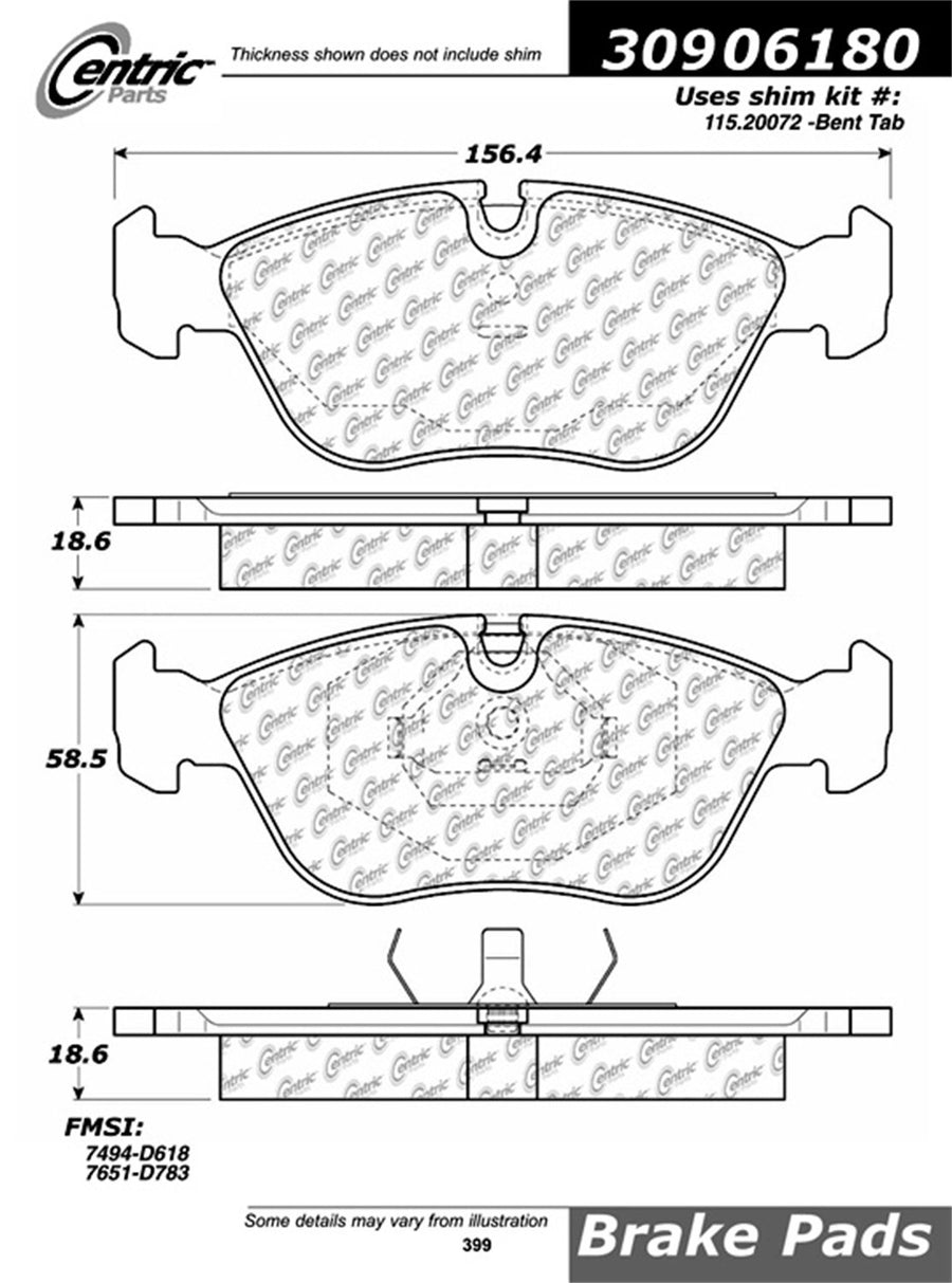 309.06180 Centric Ceramic Brake Pad
