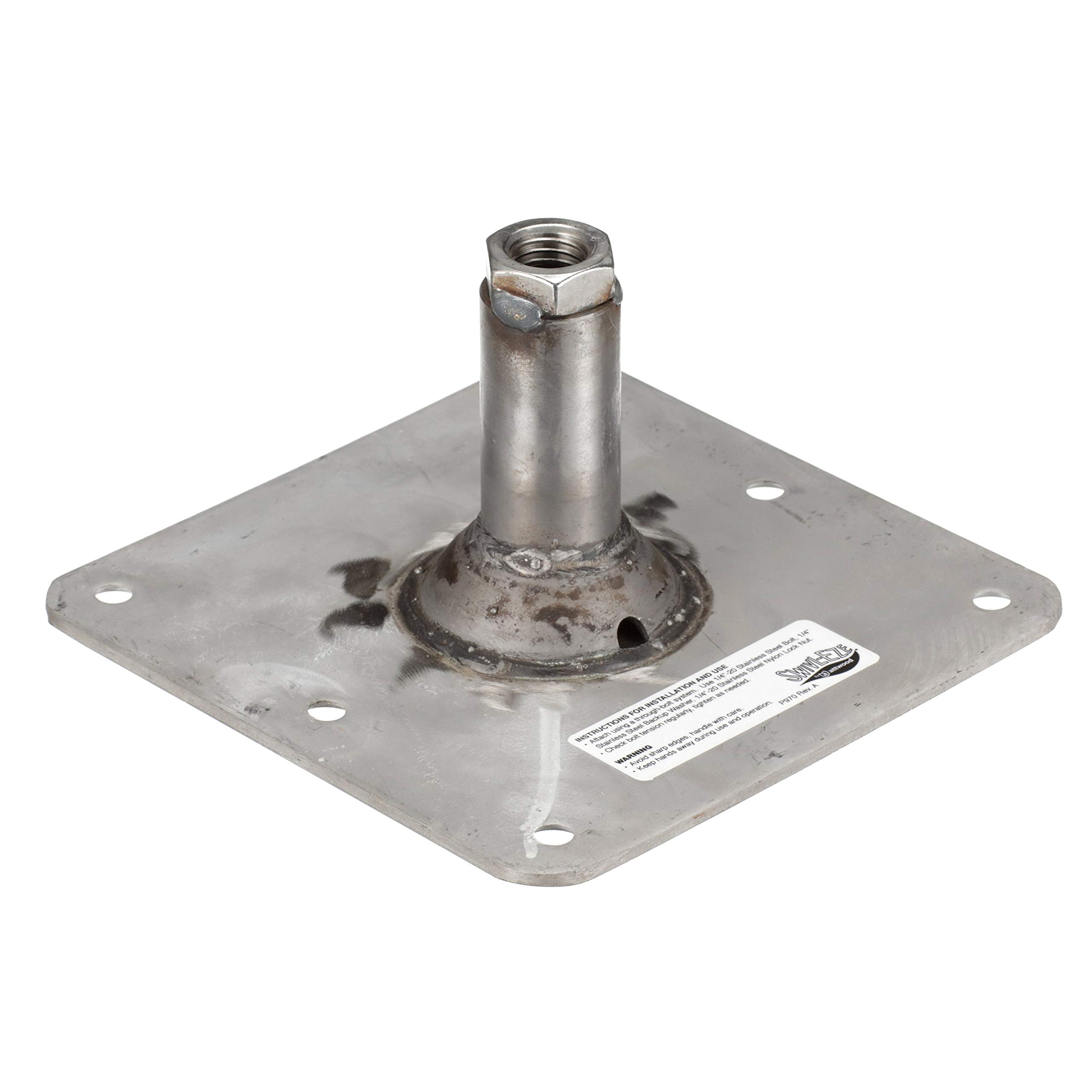 Lock’N-Pin Attwood SP-67739-T ¾-Inch Pin Base — 7x7-Inch Base, Threaded, Acetal Bushing, Pre-Drilled for Mounting