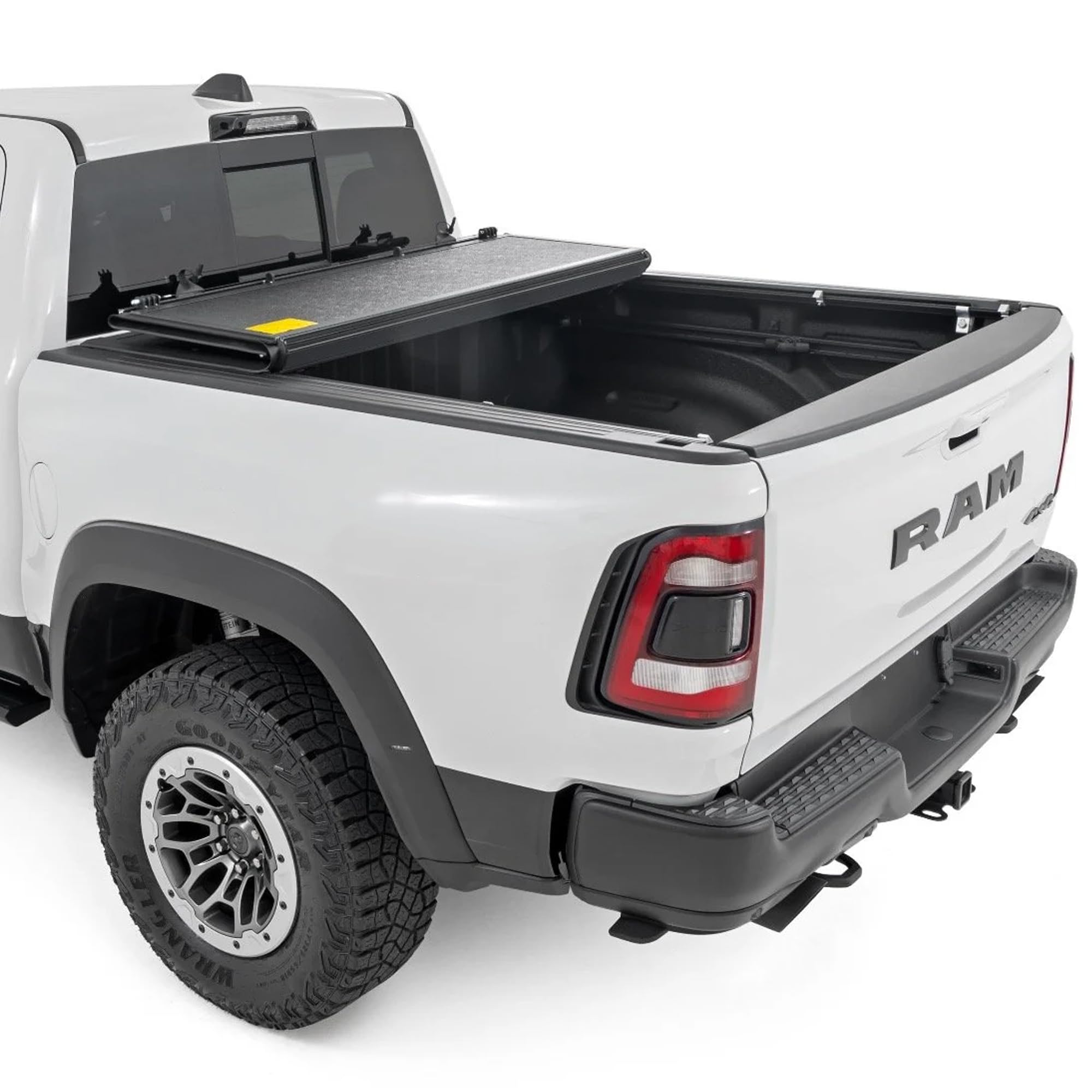 Rough Country Tonneau Cover Hard Tri-Fold for RAM 1500 (2019-2026) - Low-Profile Aluminum Truck Bed Cover, Fits 6'4 Bed (76.3") w/o Rambox