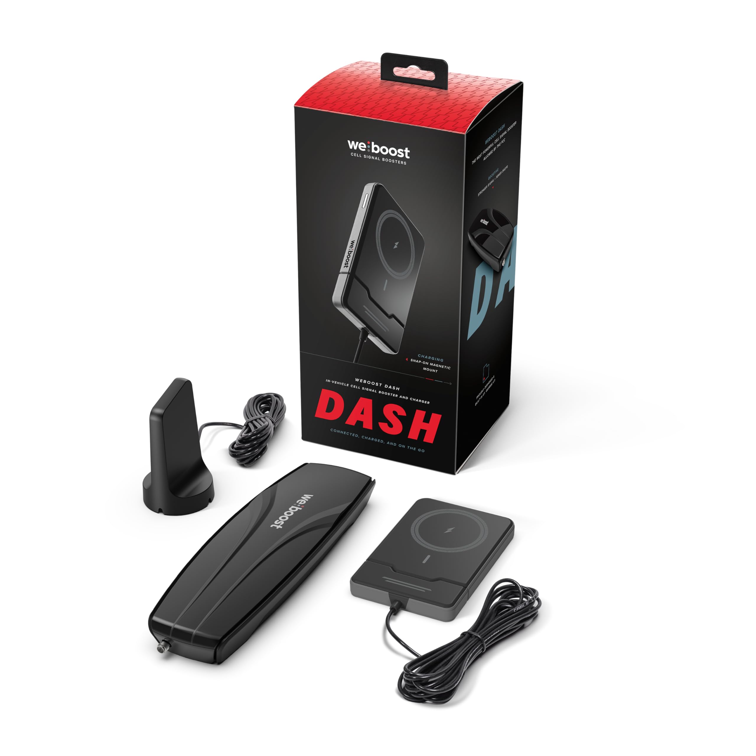 weBoost Cell Phone Signal Booster Dash with Qi2 Wireless Charger | Boosts 5G/4G LTE All US Carriers | for Cars, SUVs, Trucks, Vans | Magnetic Mount | USA Made | FCC Approved