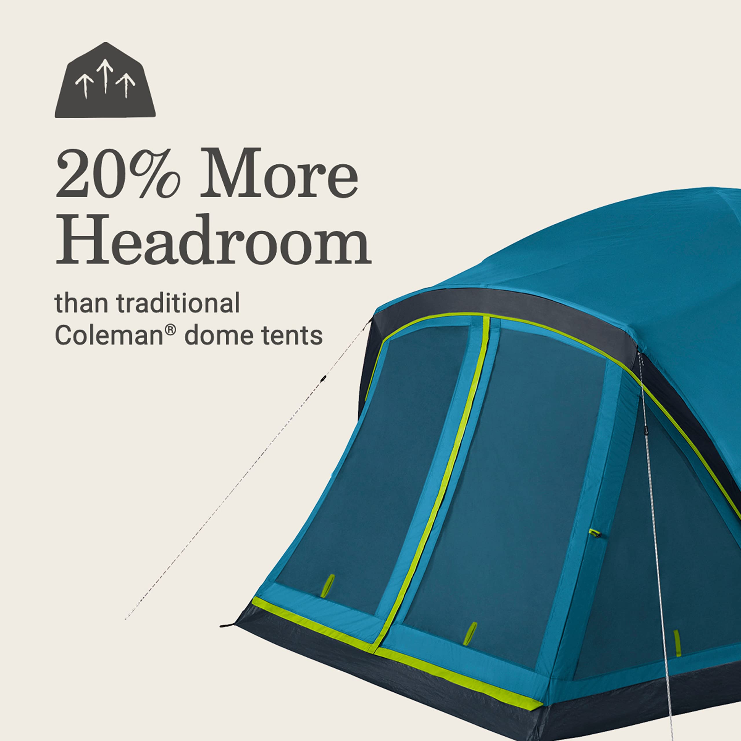 Coleman Camping Tent Skydome with Dark Room Technology, 6 Person with Screen Room