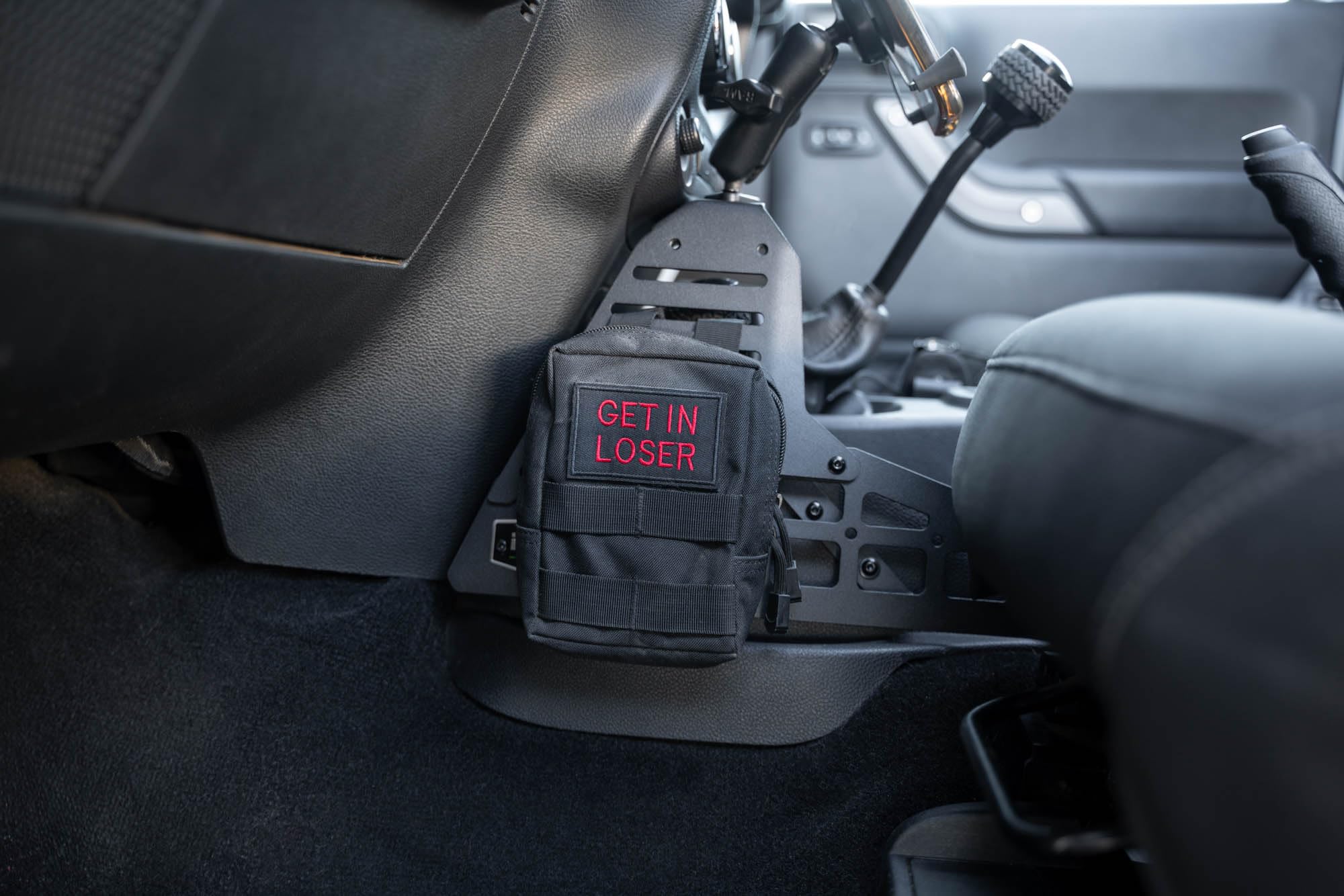 Center Console Molle Panels & Device Bridge DV8 Offroad for The 2007-2018 Jeep Wrangler JK | Manual & Automatic Transmissions | Mounts for Device Holders for Phones, GPS, CB/Ham Radio, Tablet, etc