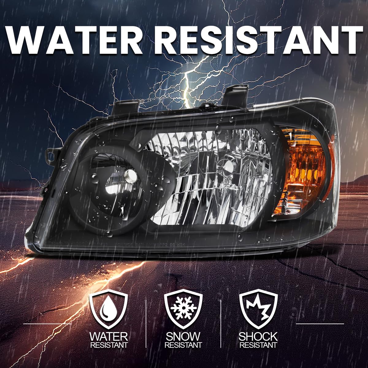 Black Headlights SPEC-D TUNING Compatible with 2004-2007 Toyota Highlander, Left + Right Head Lights Assembly