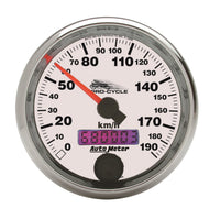 Speedo AutoMeter Gauge, 2 5/8", 190 Km/H, Elec, White, Pro-Cycle (19341-M)