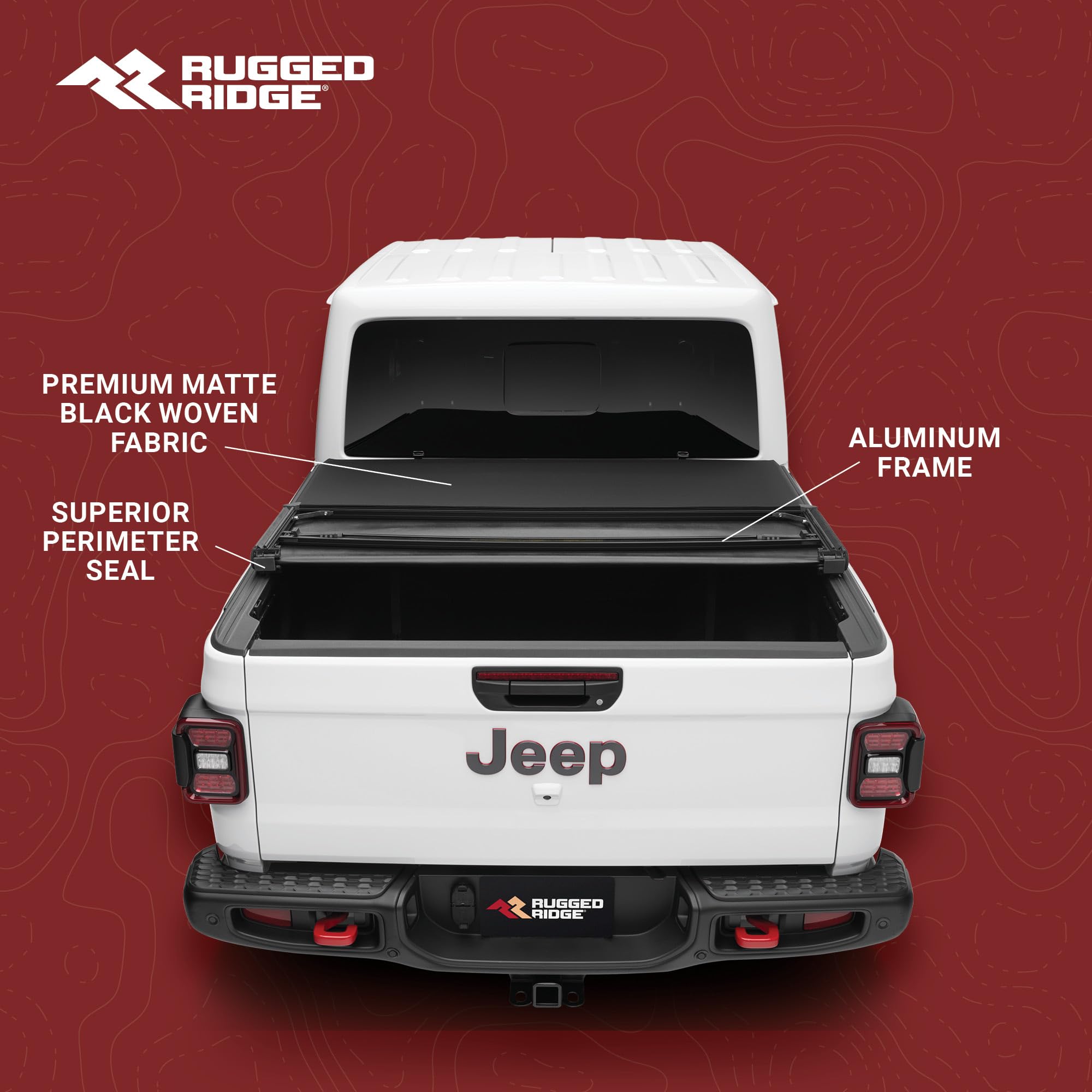 Rugged Ridge Soft Folding Armis Tonneau Cover for Jeep Gladiator JT | Textured Black, Weather Resistant | 13550.21 | Fits 2020-2024 Jeep Gladiator JT with or without Trail Rails