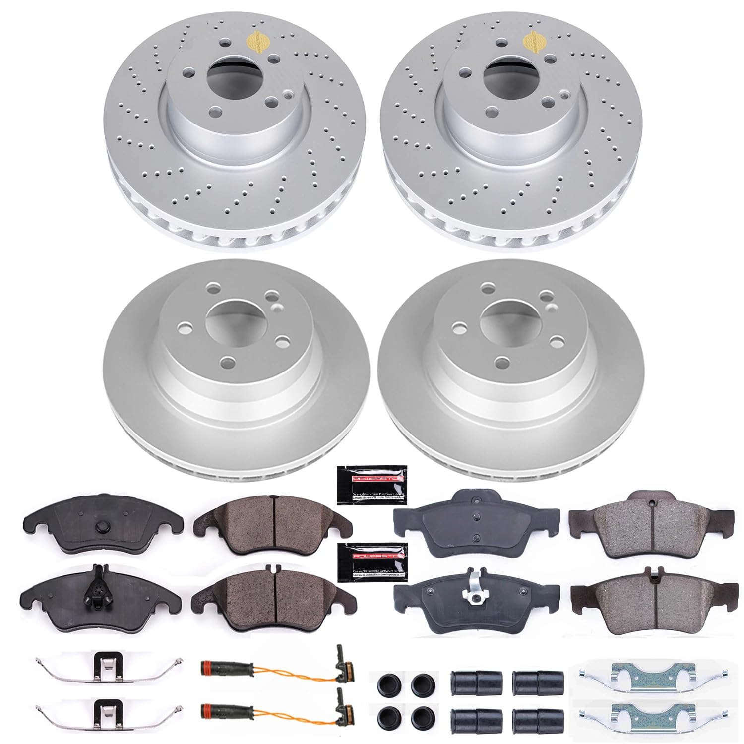 Power Stop CRK7830 Geomet Coated Brake Kit Front & Rear For Mercedes-Benz E350 2010-2016, Mercedes-Benz E400 2013-2016 [Model Specific]
