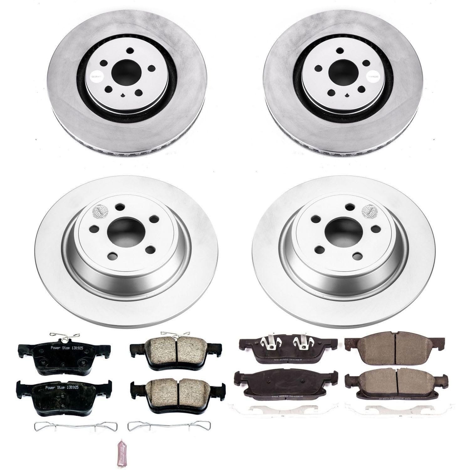 Power Stop Coated Brake Rotor and Ceramic Brake Pads CRK7231- Front & Rear For Lincoln MKX 2016-2018 [Model Specific]