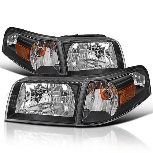Black Headlights + Corner Lights SPEC-D TUNING Compatible with 2006-2011 Mercury Grand Marquis