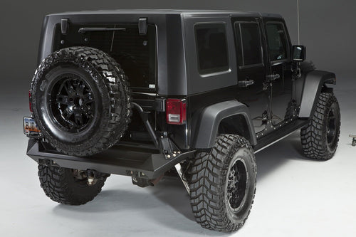 Heavy Duty Rear Bumper Fab Fours JK07-Y1251-B Uncoated/Paintable Incl. CB Mount 0.75 in. D-Ring Mount [AWSL]
