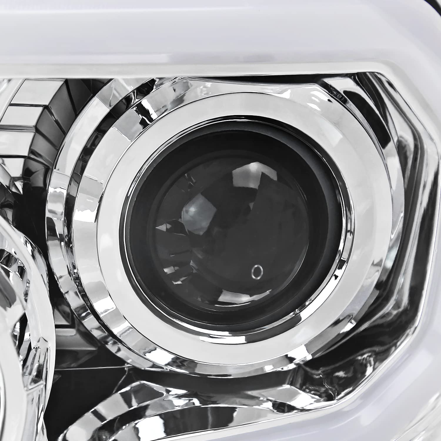 Chrome Projector Headlights w/LED Tube SPEC-D TUNING Compatible with 2007-2013 Toyota Tundra, Left + Right Pair Headlamp Assembly