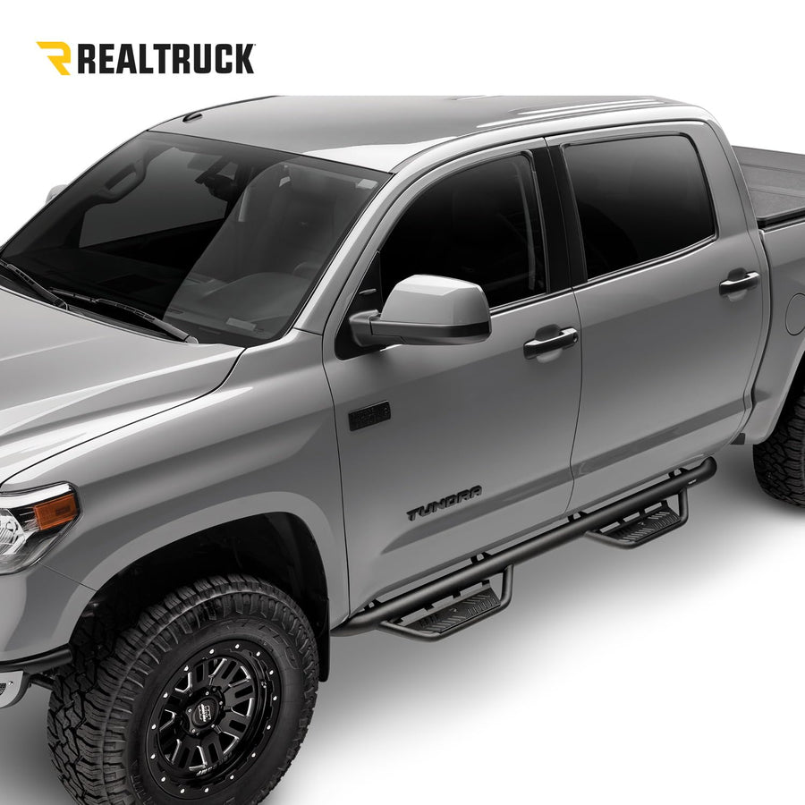 Podium LG Steps for RAM | RealTruck, Cab Length, Stainless Steel, Textured Black | HPD2086MC-TX | Fits 2019-2024 RAM 2500/3500 (New Body Style) Mega Cab 6.4' Standard bed, SRW/DRW Gas/Diesel