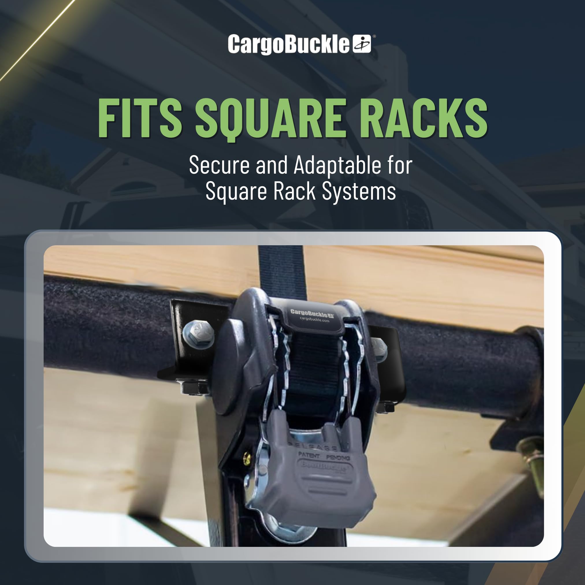 Ladder Rack CargoBuckle F18816 Tie-Down System, Square Mount Self Retracting Ratchet Straps for Trucks, 2-inch x 7-Feet (Pack of 2)
