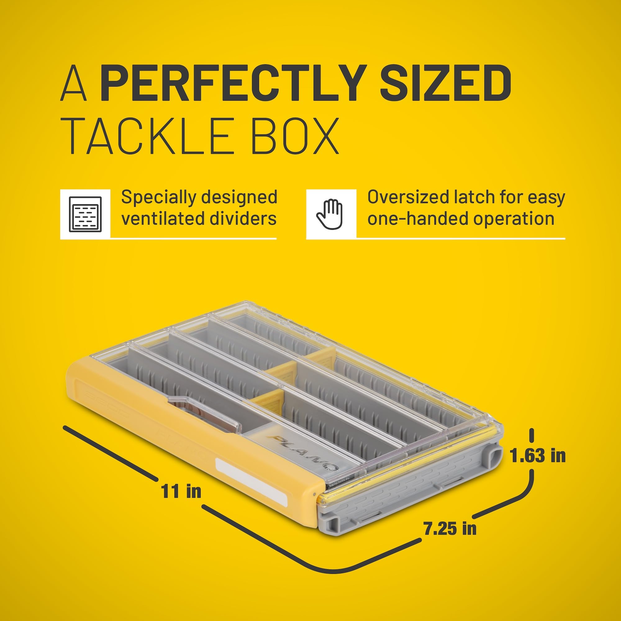 Plano 3600 EDGE Premium Tackle Utility Box, Gray and Yellow with Clear Lid, Rust-Resistant and Waterproof, Customizable Tackle Protection Organization