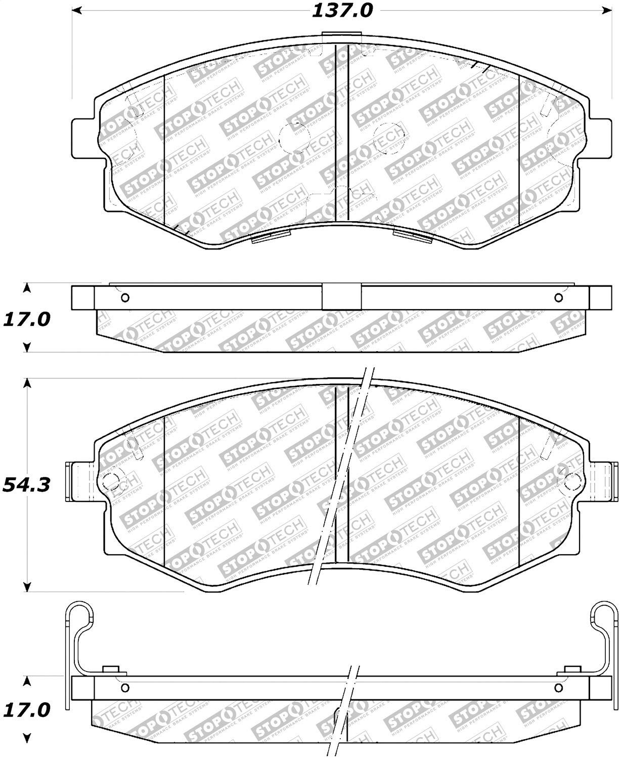 Brake Pads StopTech 305.07000 Street Select with Hardware