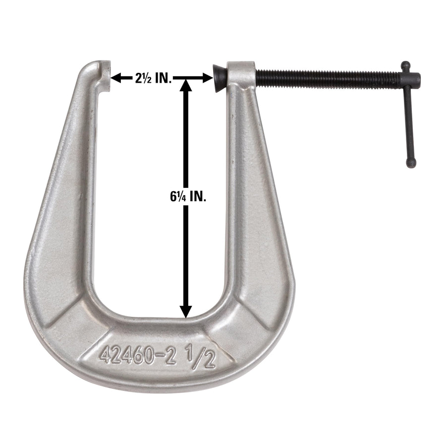 Wilton C-Clamp Xtra-Deep Reach, 2-1/2" Opening, 6-1/4" Throat, 1600 Lbs. Clamping Force (Model 246)