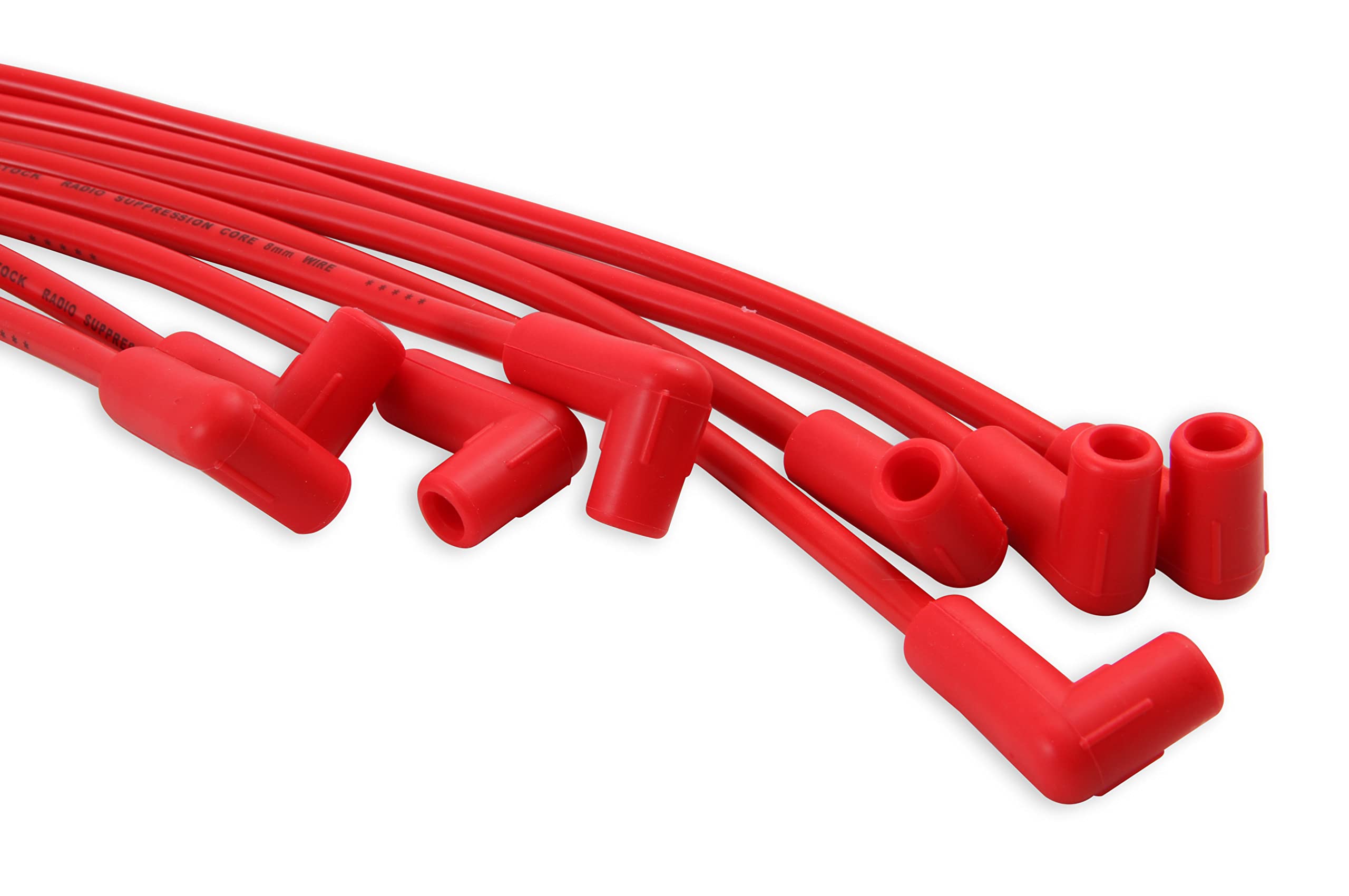 Spark Plug Wire Set- ACCEL 4041R - 8mm - Super Stock Universal with Graphite Core - Red Wire with Red 90 Degree Boots