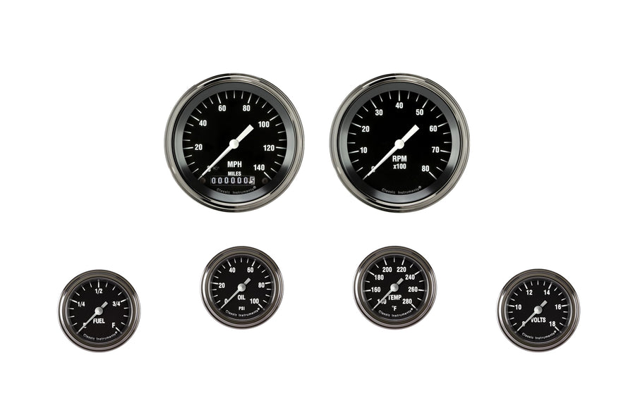 Hot Rod Classic Instruments HR101SLF 2-1/8" Full Sweep 6 Gauge Set - GM