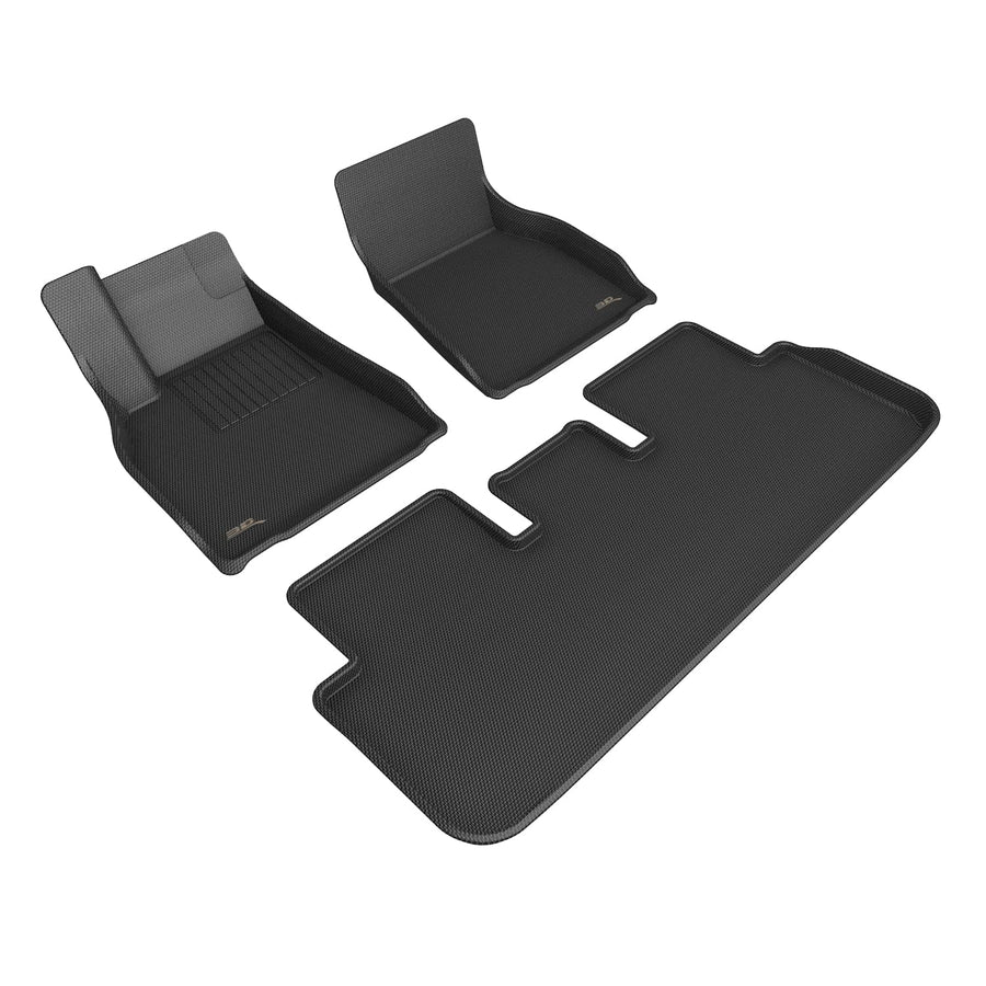 Kagu Floor Mat (Black) 3D MAXpider Custom Fit Compatible with Tesla Model S 2021-2025 - Full Set