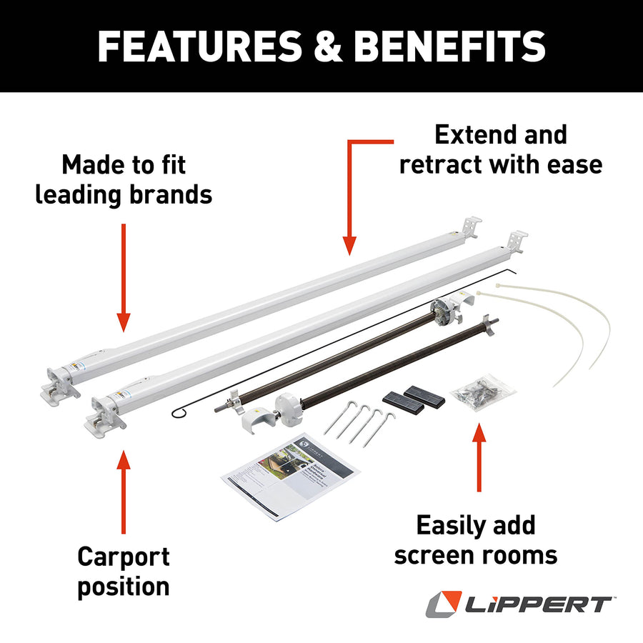 Solera Classic 68"-81" Standard White Universal RV Awning Arms and Hardware Kit, Compatible with Dometic and Carefree Awnings - 434718