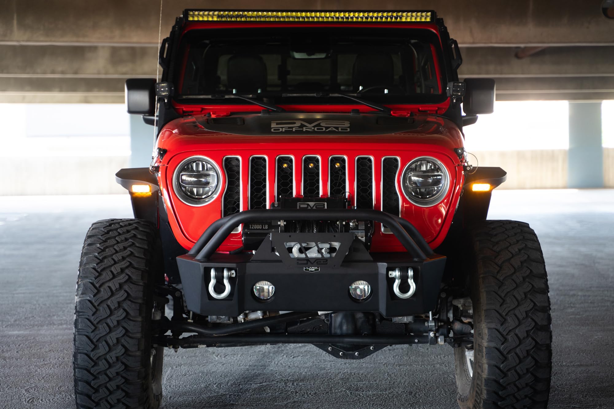 Slim Fender Flares DV8 Offroad for the 2020-2024 Jeep Gladiator JT | Front & Rear | Steel Construction | Complete Set of 4 | Plug & Play Dual Stage Running Lights & Turn Signal