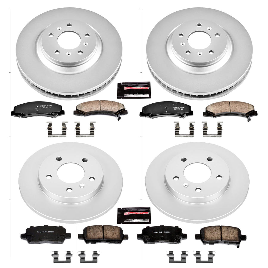 Power Stop CRK5514 Brake Rotor & Coated Ceramic Brake Pads- front & rear For Chevrolet Impala 2012-2013, Chevrolet Impala Limited 2014-2016 [Model Specific]