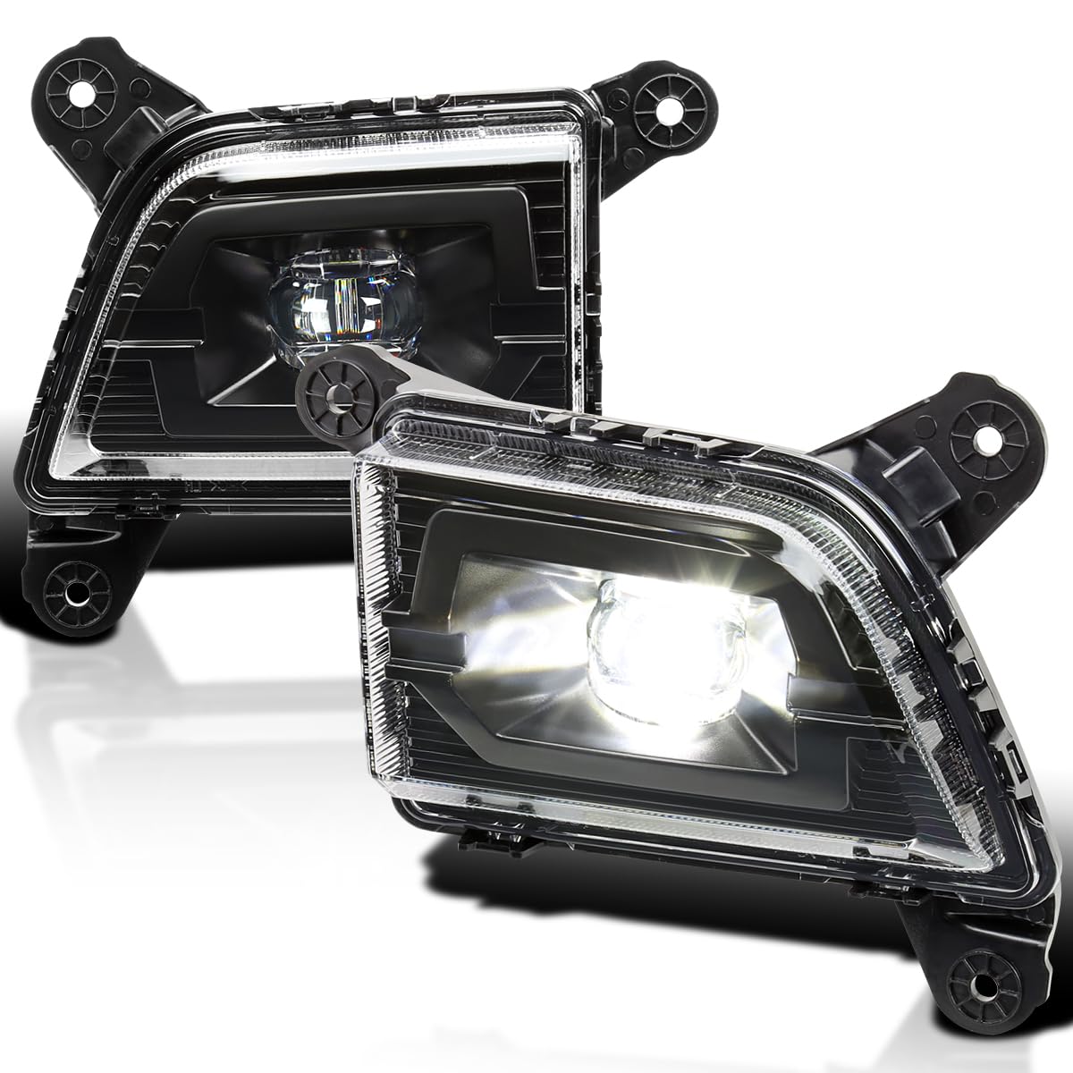 Black LED Fog Lights SPEC-D TUNING with Universal Wiring and Switch Compatible with 2019-2022 Chevrolet Silverado 1500, 2020-2022 Silverado 2500HD/3500HD