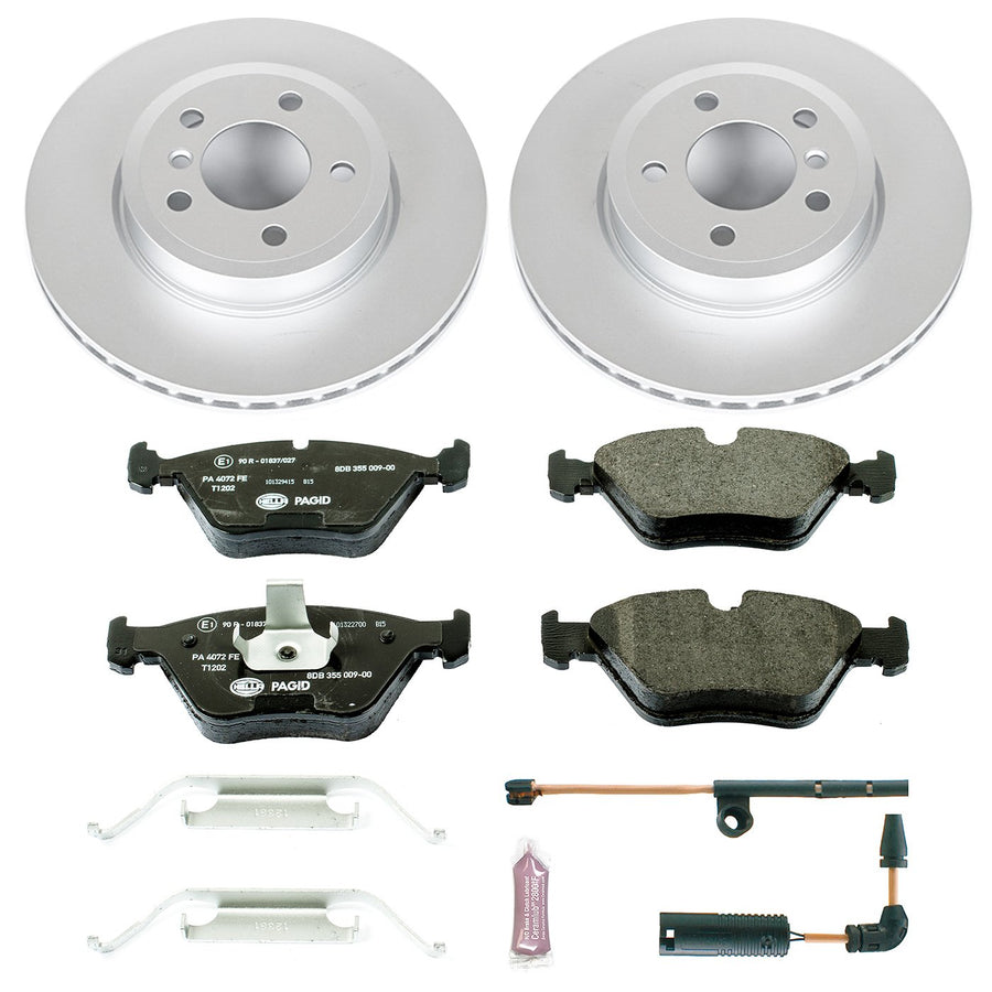 Power Stop Front ESK5298 Brake Kit Euro-Stop and 1 Front Sensor Wire For BMW X3 2004-2010 [Model Specific]