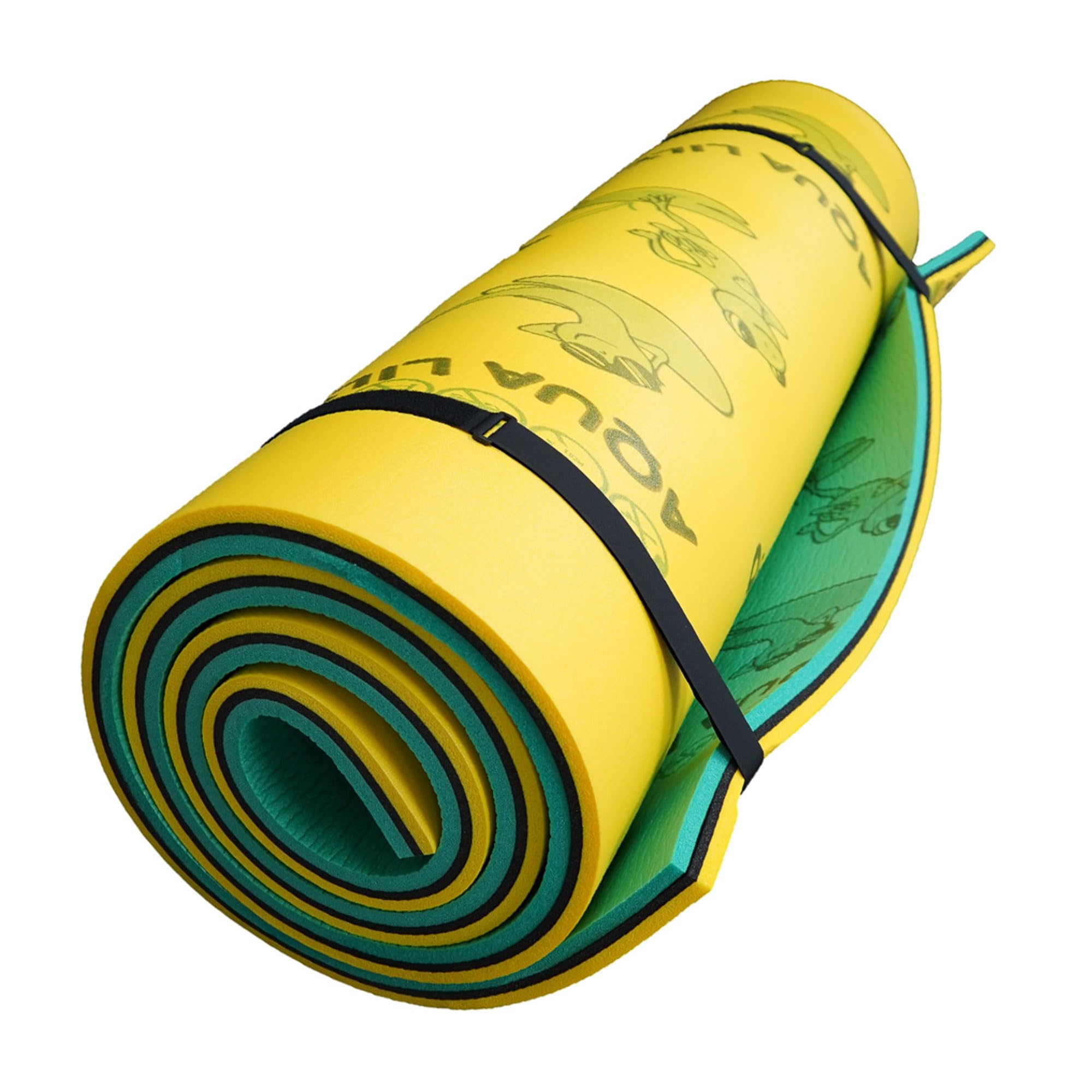 Aqua Lily Pad Floating Mat, Foam Lake Float with Duracore, 6’ x 20’, Yellow/Green