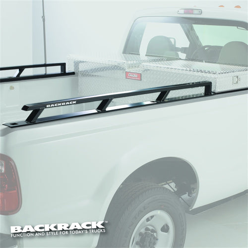 BACKRACK RealTruck Side Rails to use w/ 21" Toolbox | Black, No Drill | 80520TB | Fits 2014-2018 Chevrolet/GMC Silverado/Sierra 1500 8' Bed