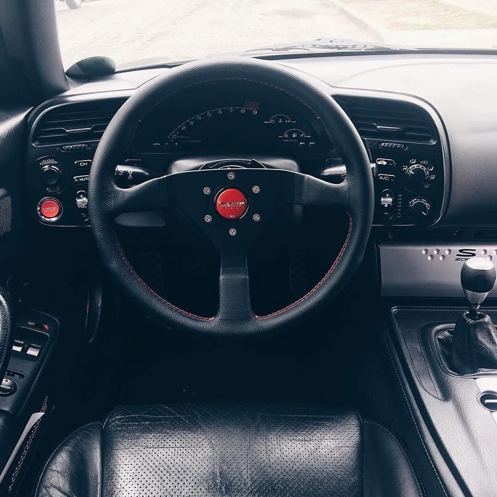 MOMO Motorsport Alcantara Montecarlo Steering Wheel Black Alcantara Grip Brushed Anodized Spoke BK Stitch Black Horn Button 350mm