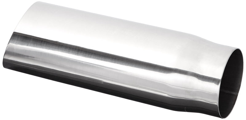 Vibrant Performance Exhaust Tip, 3 in Round Outlet, Weld-On, 2-1/2 in Inlet, 11 in Long, Single Wall, Cut Edge, Angled Cut, Stainless, Polished, Each