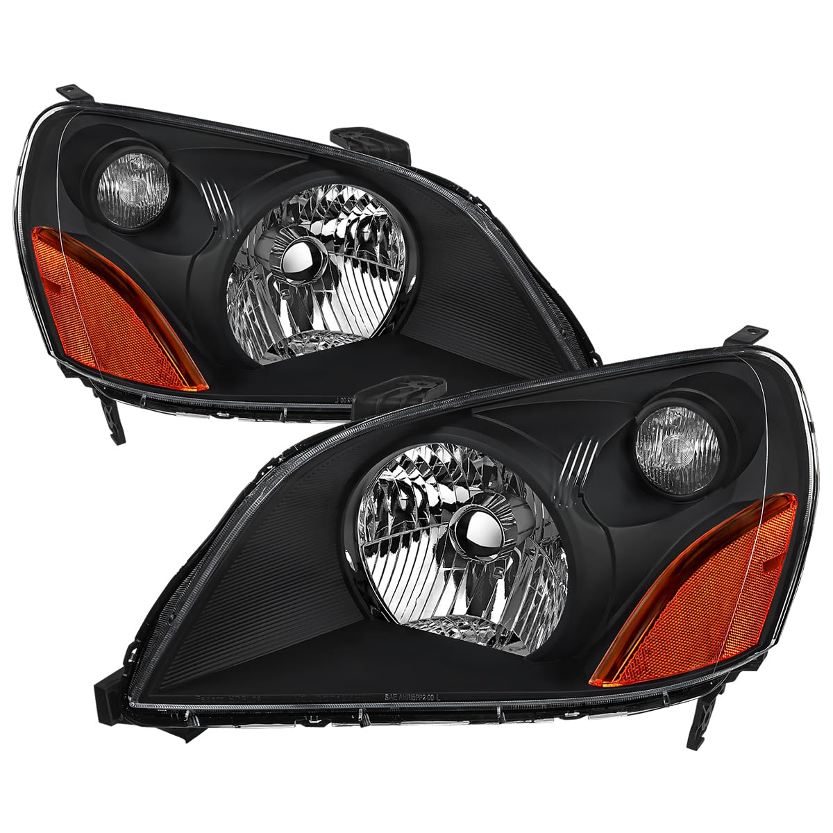Black Headlights SPEC-D TUNING Compatible with 2003-2005 Honda Pilot, Left + Right Pair Headlamps Assembly