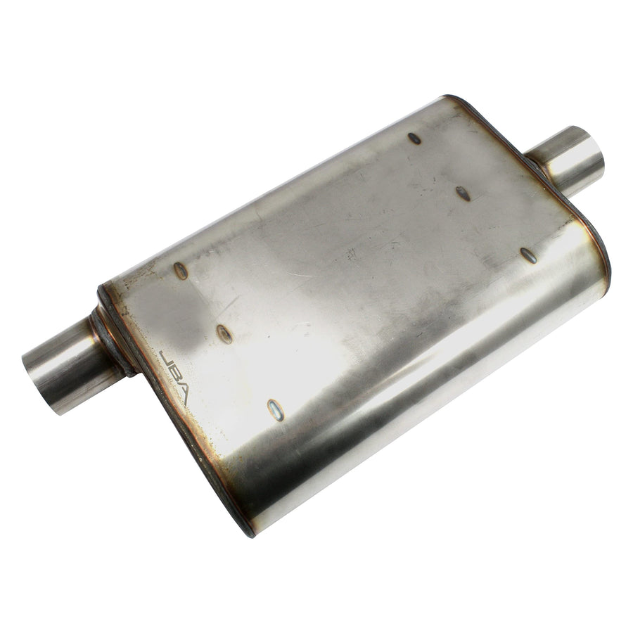 Muffler JBA 40-251301 ("Universal" Chambered Style 304SS 13"x9.75"x4" 2.5" Inlet Diameter Offset/Center), 1 Pack