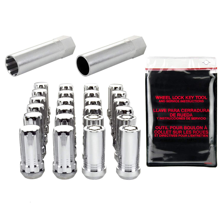 Chrome SplineDrive Wheel Installation Kit McGard (M14 x 1.5 Thread Size) - for 6 Lug Wheels, 20 Lug Nuts / 4 Locks / 1 Key / 1 Install Tool