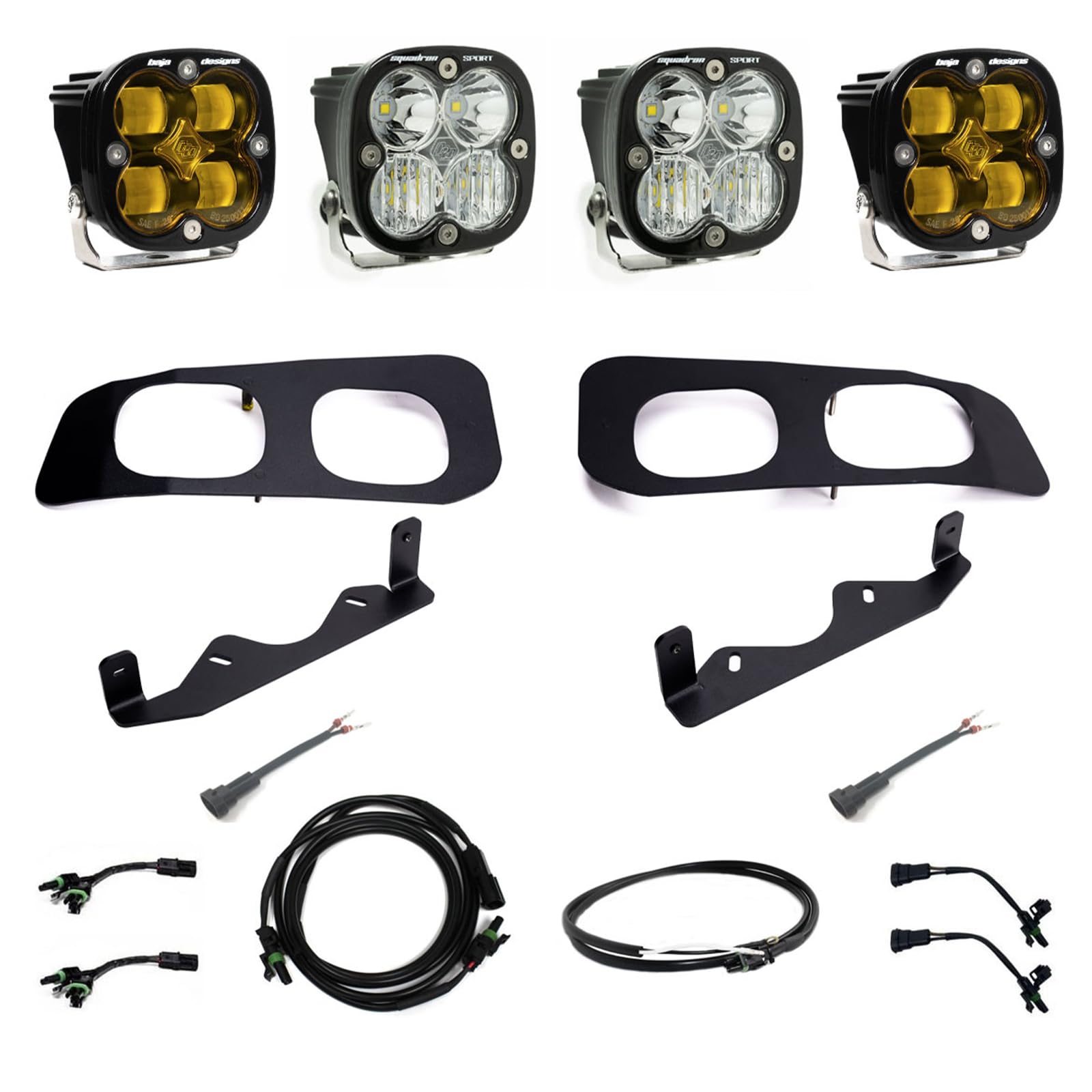 Baja Designs Fog Pocket Light Kit Dual Squadron Sport SAE for Ford Super Duty Truck 23-On with Upfitter Harness, Amber