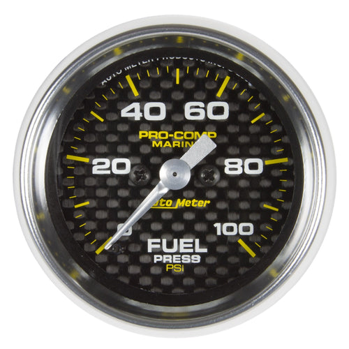 Fuel Pressure AutoMeter Gauge, Multi 2-1/16" (52.4mm), 100Psi, Digital Stepper Motor, Marine Carbon (200850-40)