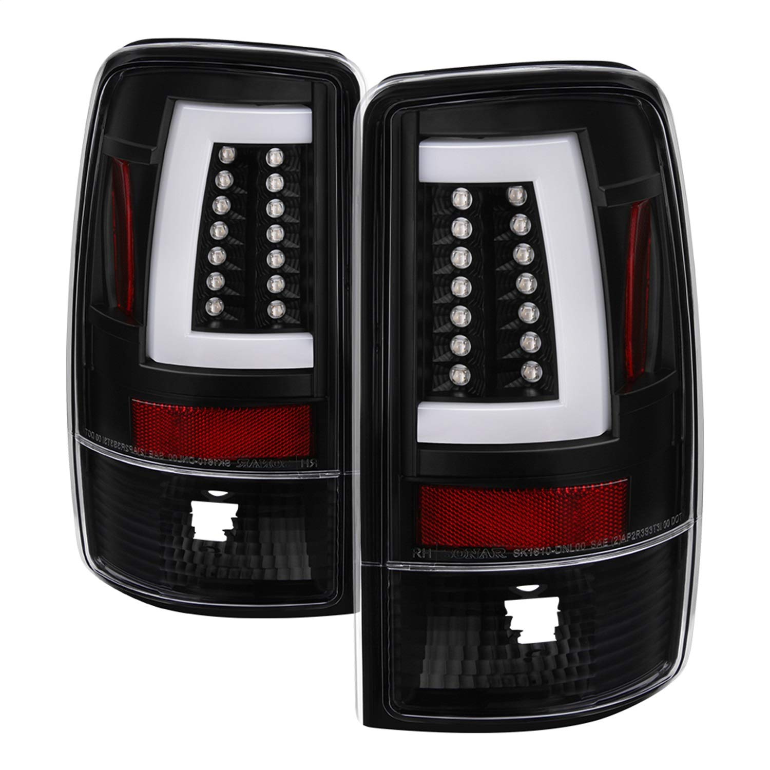 Chevy Suburban/Tahoe 1500/2500 00-06 / GMC Yukon/Yukon XL 00-06 / GMC Yukon Denali/Denali XL 01-06 Spyder Auto 5084149 (Lift Gate Style Only) Version 2 Light Bar LED Tail Lights - Black