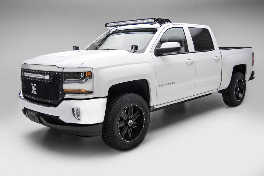 ZROADZ LED Bar Kit Front Roof Mounted - Compatible w/ 2014-2018 Chevrolet Silverado 1500 Complete Kit with Mounting Brackets, 50 Inch Curved Zroadz Led light bar & Wiring Harness- PN #Z332081-KIT-C