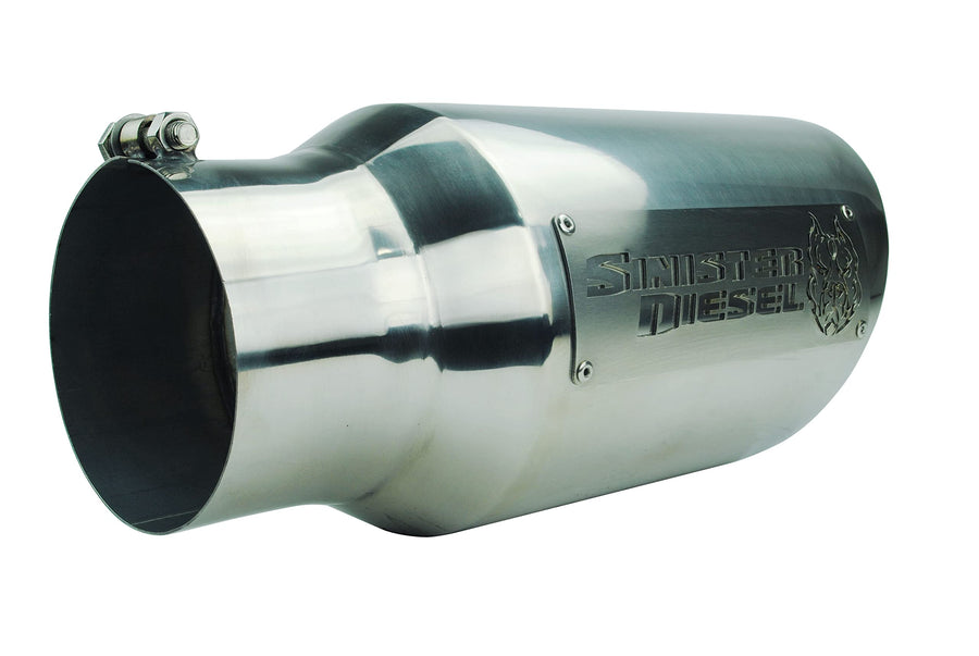 Dual Wall Sinister Diesel Exhaust Tip W/Angle Cut 5" to 7" Chrome