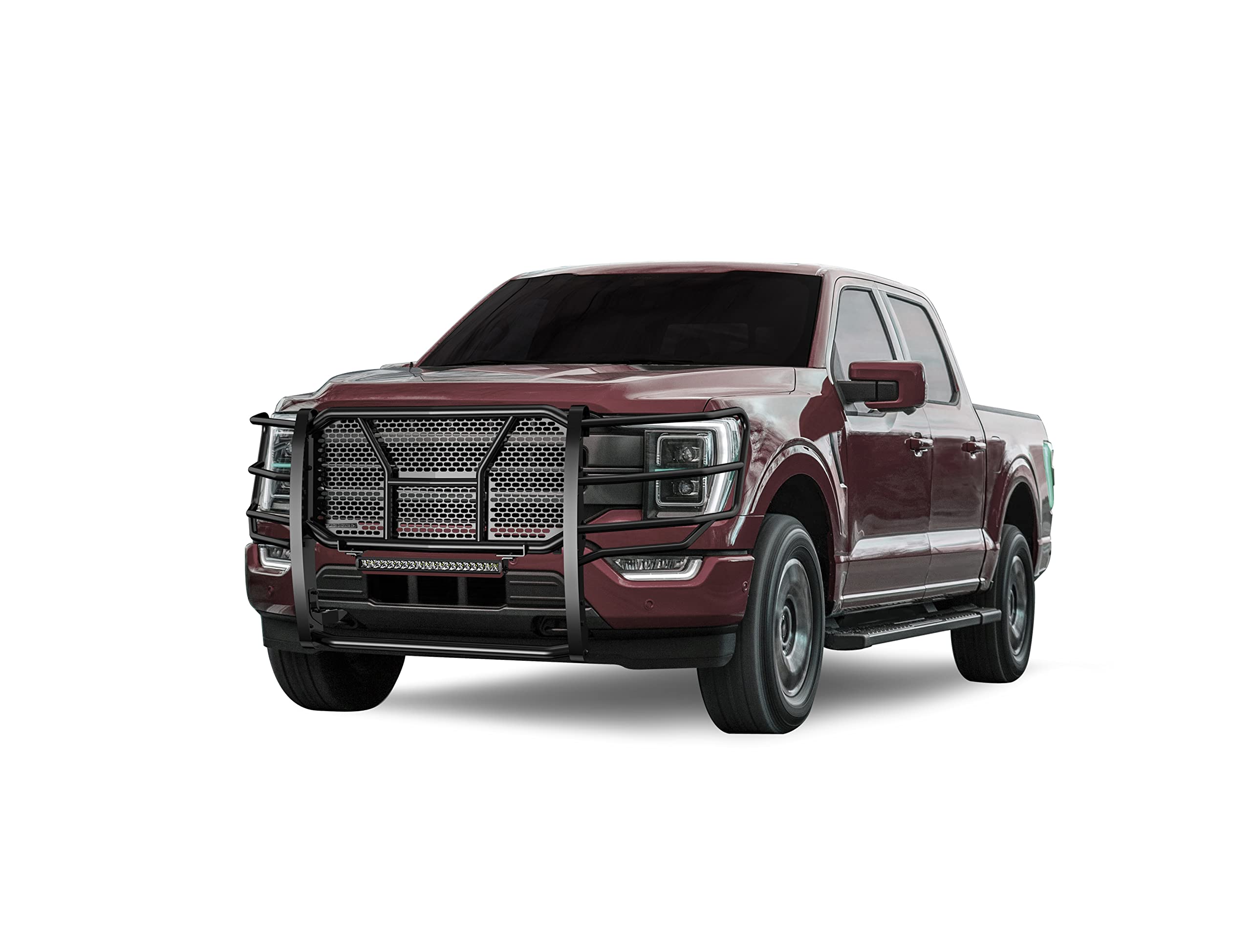RUGGED Black Horse Heavy Duty Grille Brush Bumper Guard Modular Black Compatible with 2021-2024 Ford F-150-RU-FOF116-B-K2