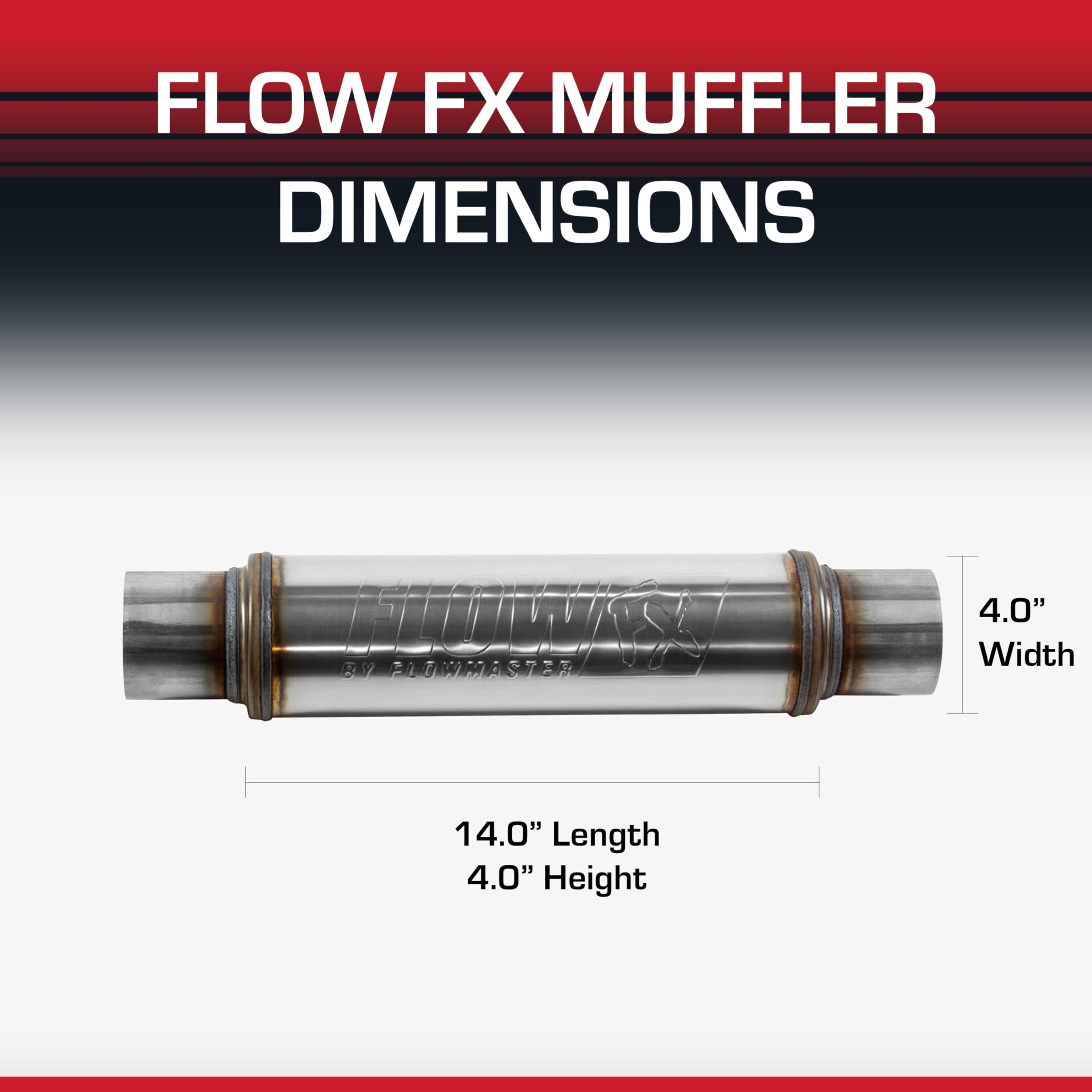 Flowmaster Chambered FX Muffler – 3.00” Center In / 3.00” Center Out – Round Body – Moderate Sound – Stainless Steel – Affordable Performance for Modern Trucks, Muscle Cars & Daily Drivers (71419)
