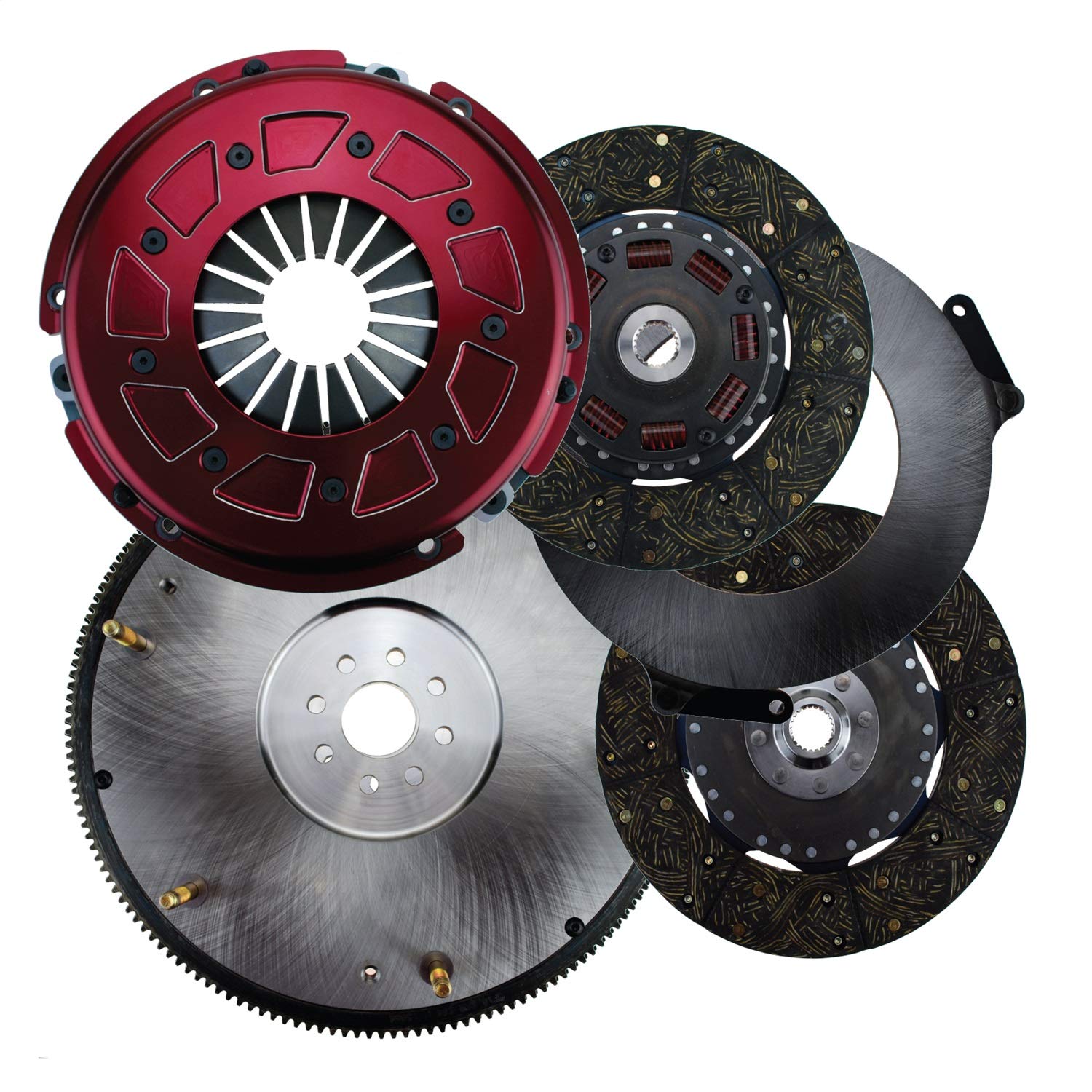 Pro Street Dual Disc Clutch Assembly Ram 60-2230S Size 10.5 164 Tooth Count 23 Spline By 1 in. 8 Bolt Incl. Steel Flywheel/Disc/Pressure Plate