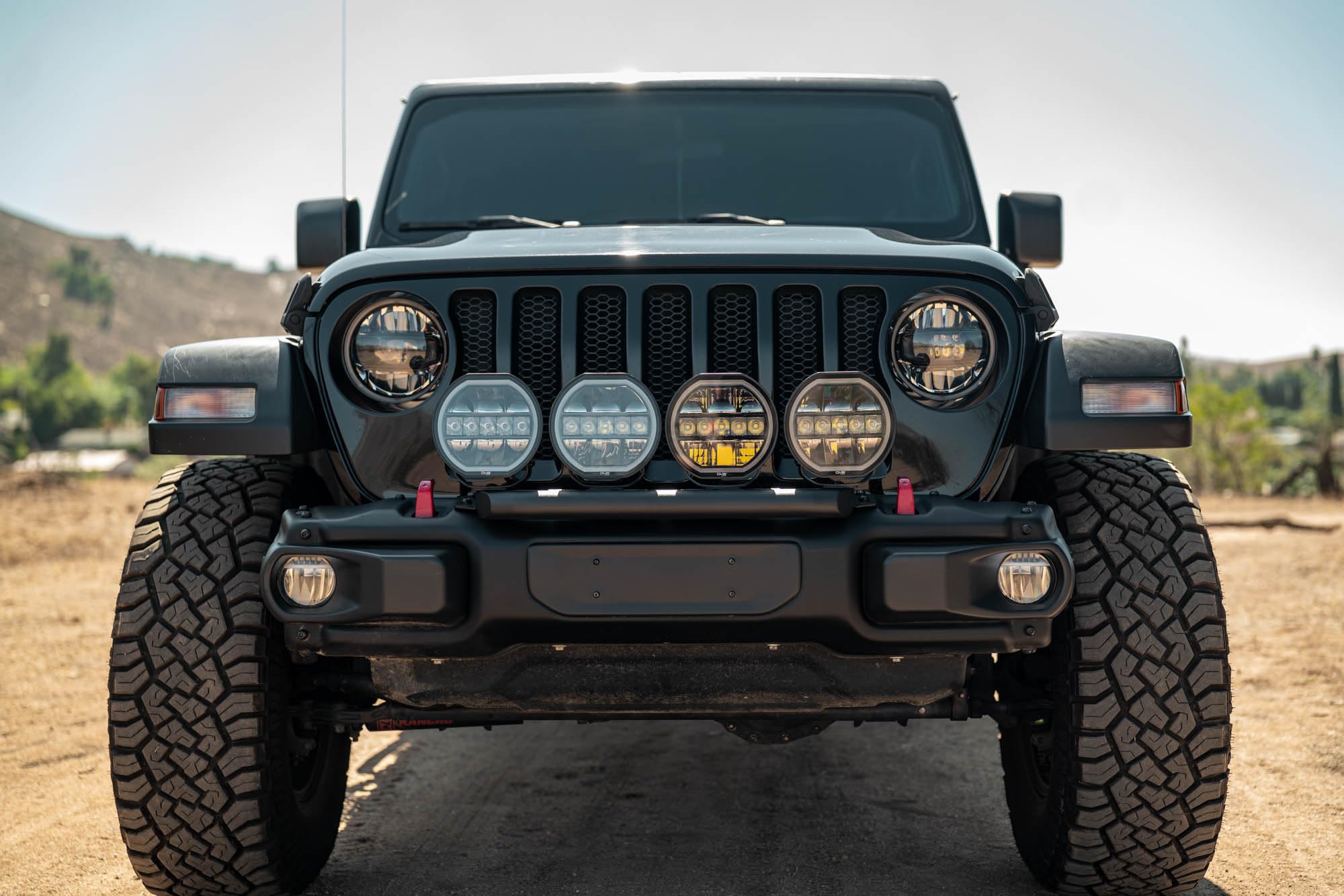 Push Bar DV8 Offroad for Mopar Rubicon Steel Bumper for 2018-2025 Jeep Wrangler JL | Shields Grille from Off-Road Hazards | Fits (1) 20" Light Bar, (8) 3" Pod Lights, or (4) 7" Round Lights | Steel