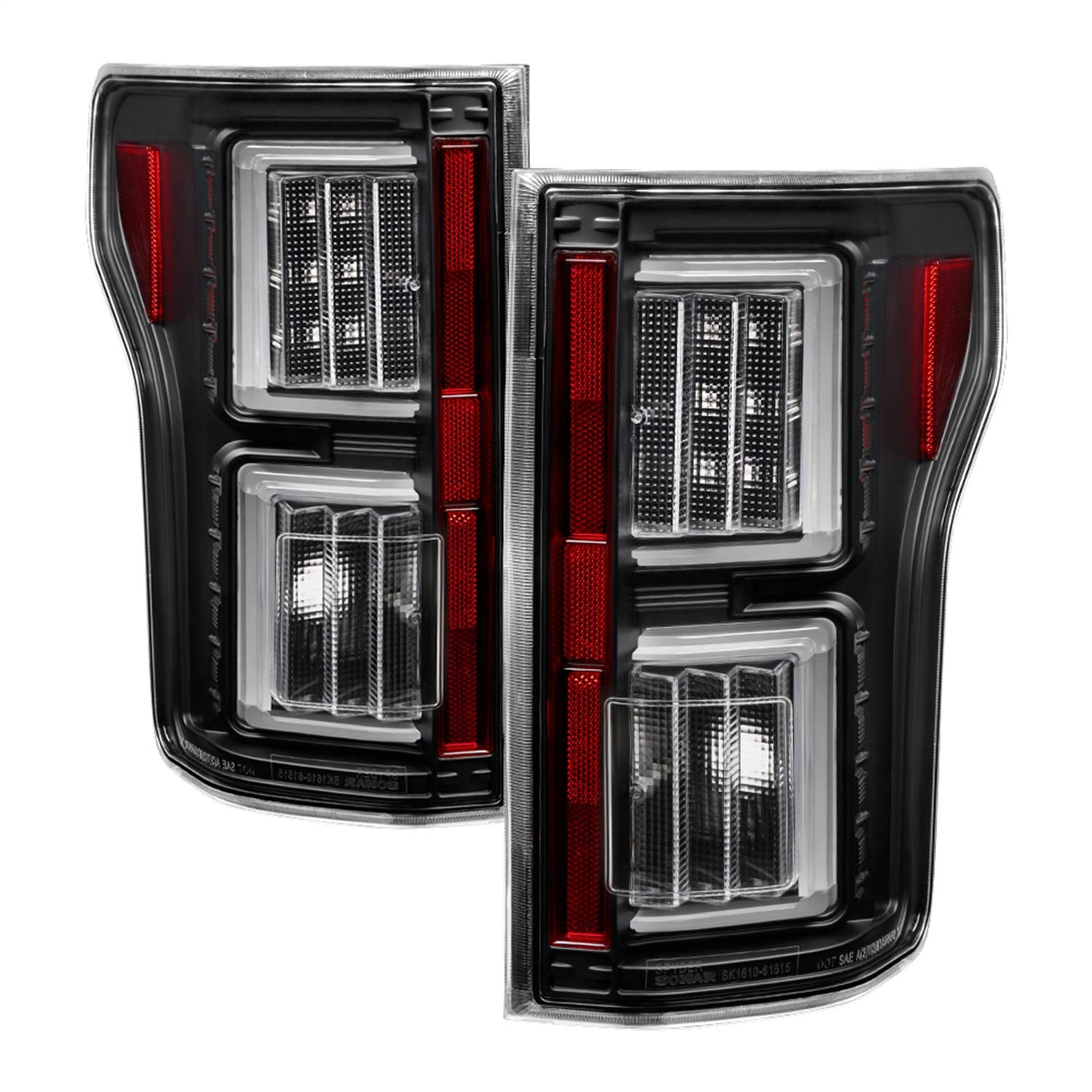 Ford F150 Spyder 5085955 2018-2019 Light Bar LED Tail Lights (not compatible with rear blind spot sensor models) - Reverse-3157(Not Included) - All Black