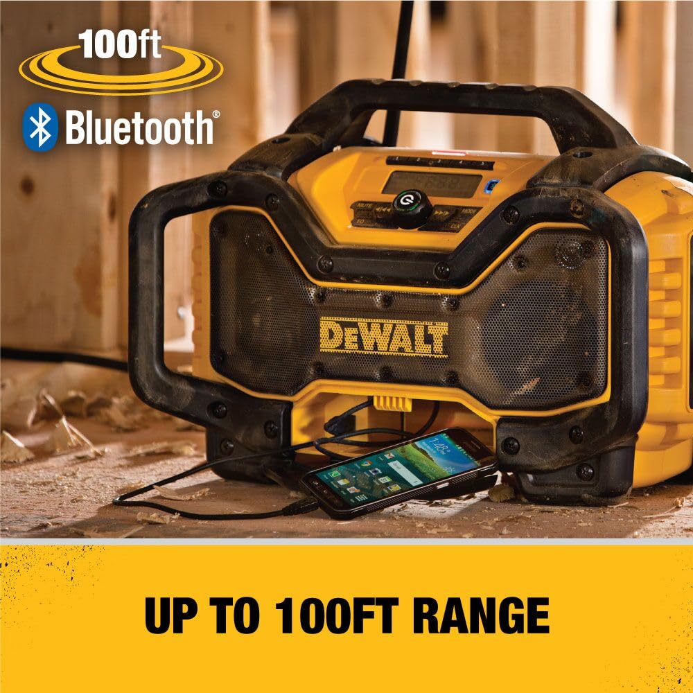 20V MAX DEWALT Bluetooth Radio, Portable for Jobsites, 100 ft Range (DCR025)