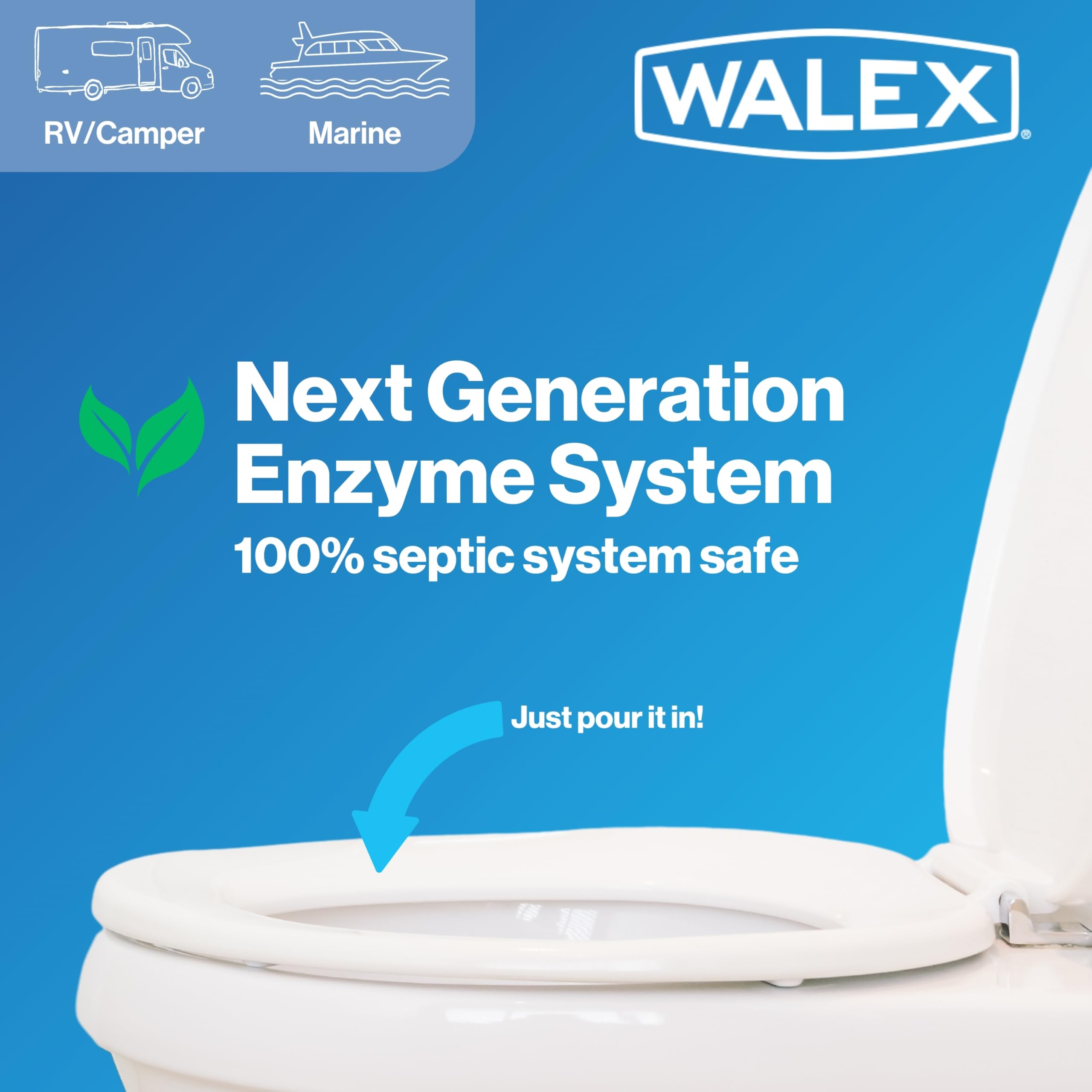 Bio-Fresh Walex Liquid Enzyme Holding Tank Treatment for RV, Camper & Marine - Black Water Tank Deodorizer, Liquifies Waste & Toilet Paper, Septic Tank Safe, Biocide-Free, Ocean Mist, 1 Gallon